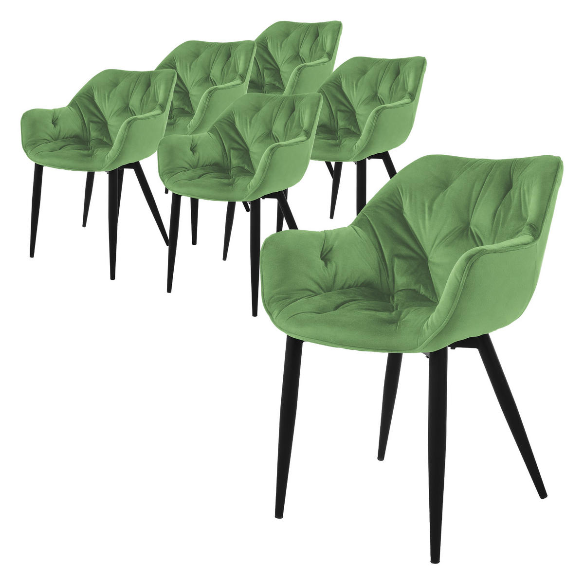 ESSZIMMERSTUHL Samt Salbei 6er Set - Grün, Metall (67/83/59cm) - ML-DESIGN