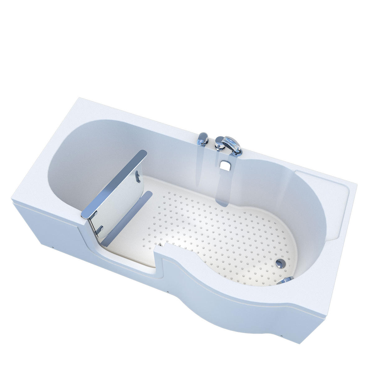 SENIORENBADEWANNE mit Tür S12-EH-L 170x85cm - Weiß, Glas/Kunststoff (85/60/170cm) - AcquaVapore by Sandra Jentho