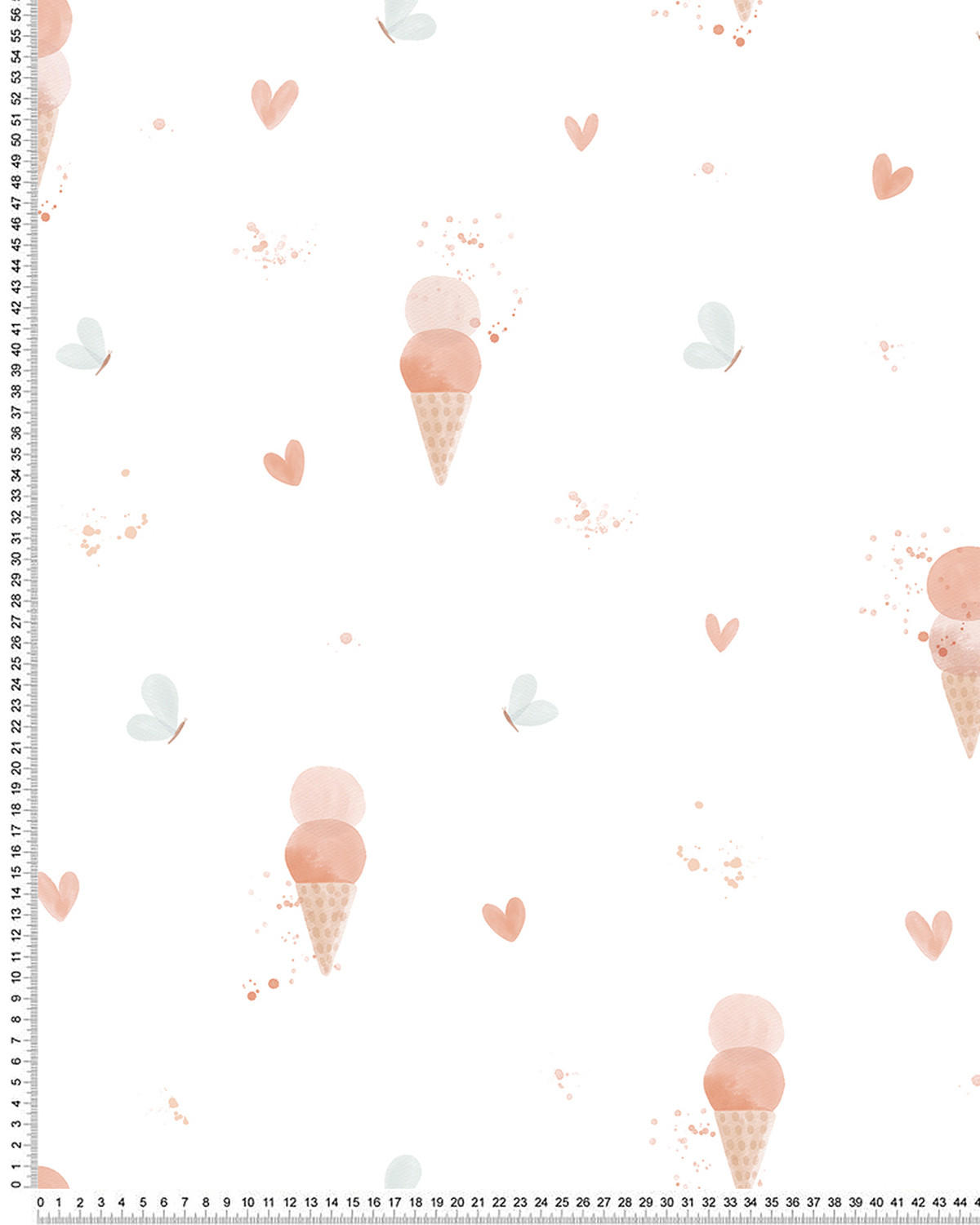 VLIESTAPETE Eiscreme 50 cm x 10 m, mehrfarbig - Pastellblau/Pink, Papier (1000/50cm) - Lilipinso