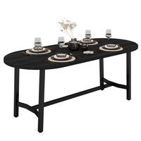 ESSTISCH 180x80cm Abgerundete Ecken Eisenbeine Schwarz - Schwarz, Metall (80/180/75cm) - FLIEKS