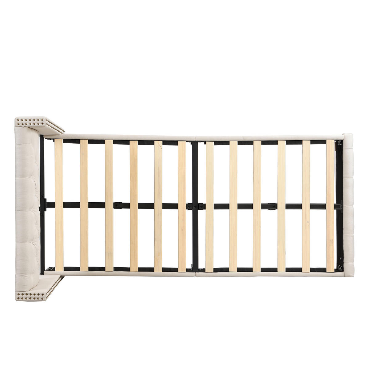 POLSTERBETT 90x200cm Beige Leinen Mit Knopfpolsterung - Beige, Naturmaterialien (90/200cm) - FLIEKS