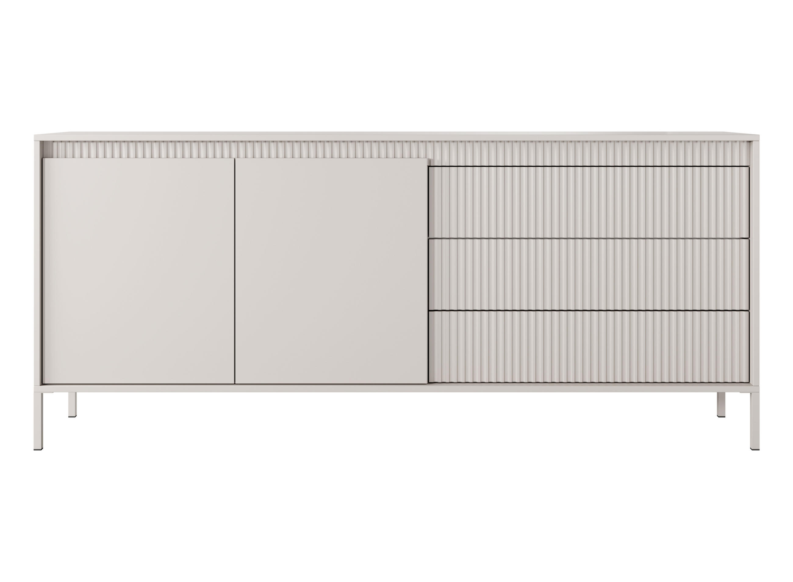 SIDEBOARD Trentinis 2T 3S Beige 187,1/41,4/39,5 cm – Geriffelten Fronten - Beige, Holzwerkstoff/Metall (187.1/41.4/39.5cm) - AX Living
