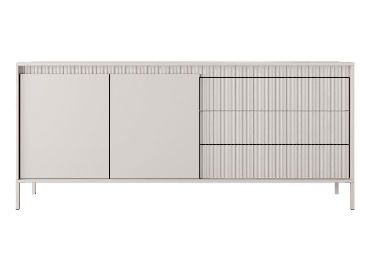 SIDEBOARD Trentinis 2T 3S Beige 187,1/41,4/39,5 cm – Geriffelten Fronten - Beige, Holzwerkstoff/Metall (187.1/41.4/39.5cm) - AX Living