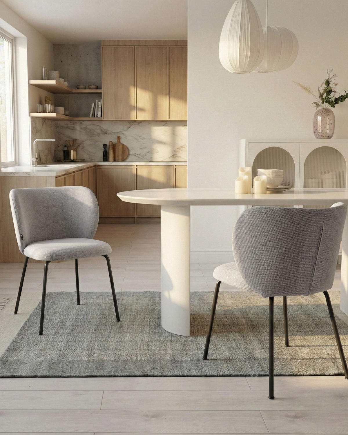 ESSZIMMERSTUHL 2er-Set Stoff Cremeweiß Calera - Weiß, Textil (56/78/60cm) - Beliani