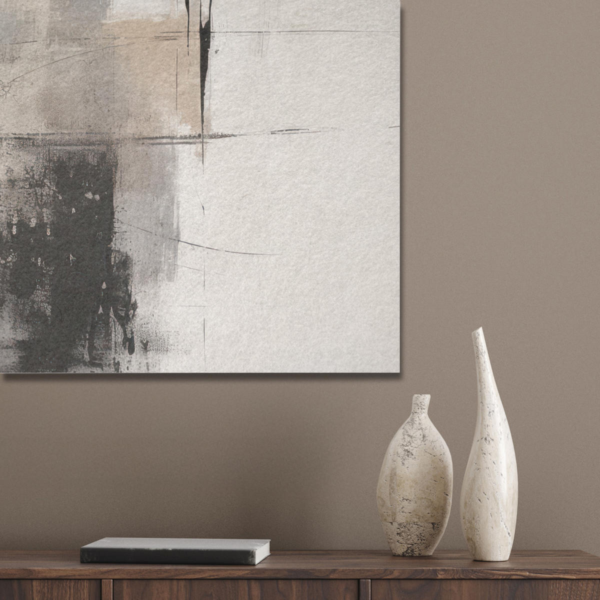 AKUSTIKBILD Abstrakt - Kunst - Grau Wanddeko 60x90 cm - Hellgrau, Kunststoff (60/90/0.9cm) - MuchoWow