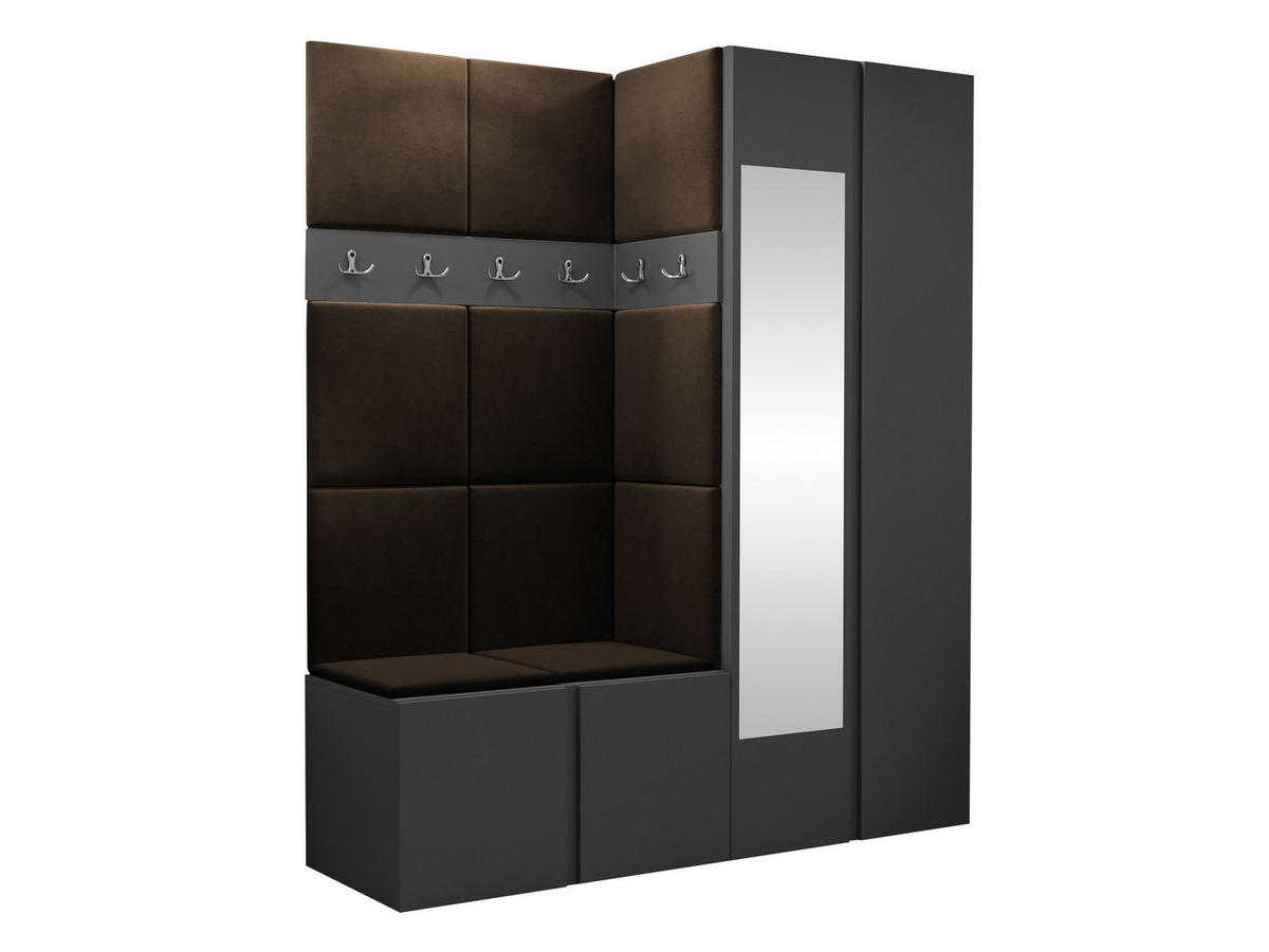 GARDEROBEN-SET Orion XII - Graphitfarben/Braun, Holzwerkstoff/Kunststoff (158/186/46cm) - MIRJAN24