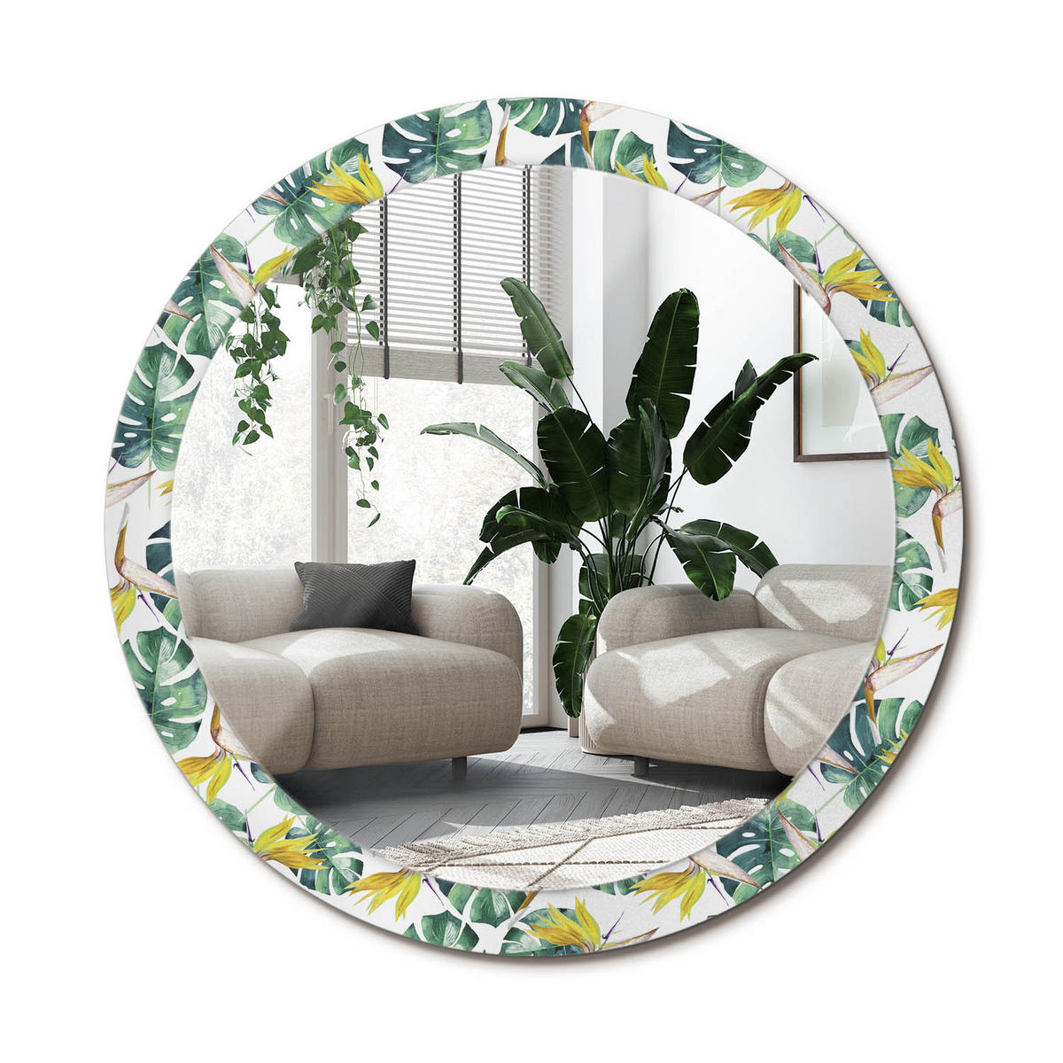 SPIEGEL Rund Ø 90 cm mit Aufdruck - Multicolor, Glas (90/90/0.4cm) - Wallfluent