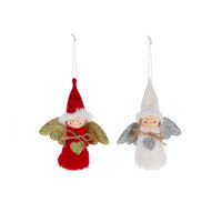 WEIHNACHTSDEKO 2er-Set Engel mit Herz verschiedene Designs, 14 cm - Rot/Goldfarben, Textil (20/10/30cm) - LAALU