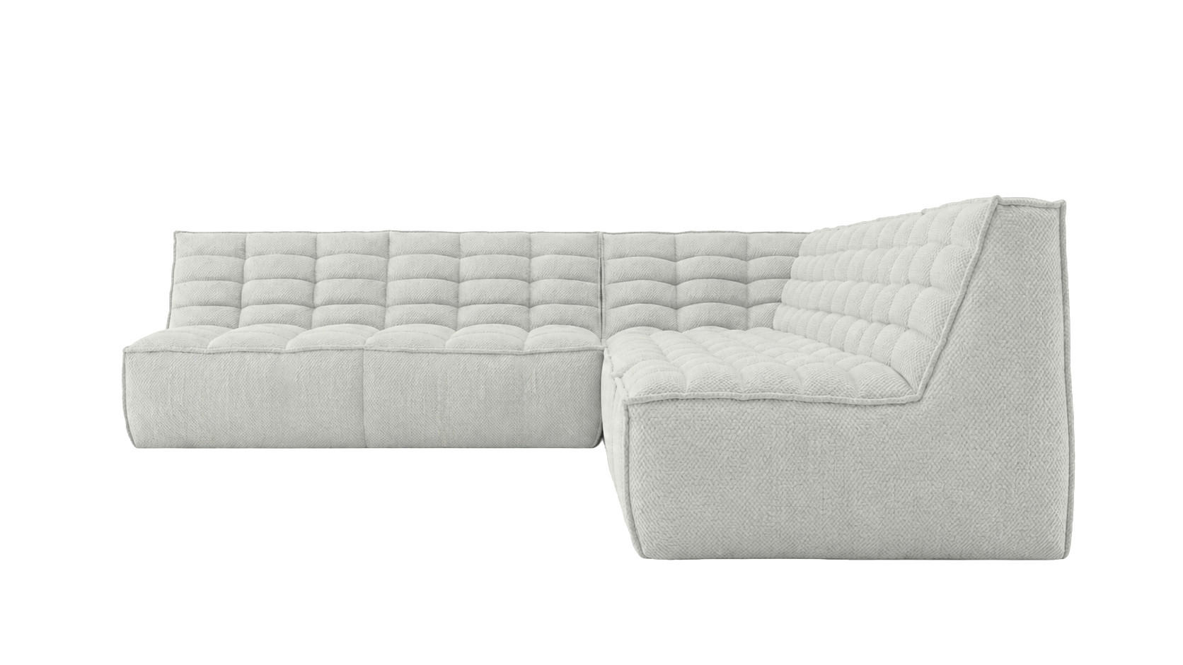ROHOVÁ SEDAČKA modulární ve tvaru L, plyšová tkanina Pop, Ice, Pravá strana, LAZY L - bílá, dřevo (333/253cm) - Kaiser Möbel