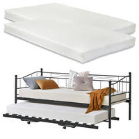 TAGESBETT Skutskär mit 2 Matratzen - Schwarz, Textil/Metall (90/200cm) - [en.casa]