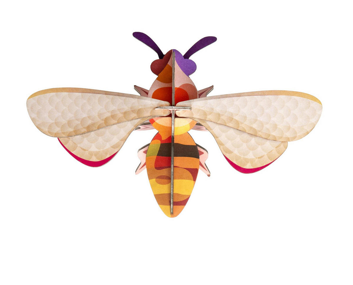 WANDDEKO Honigbiene 20/6 cm - Pink/Orange, Wellpappe (20/6/14cm) - KUNSTLOFT