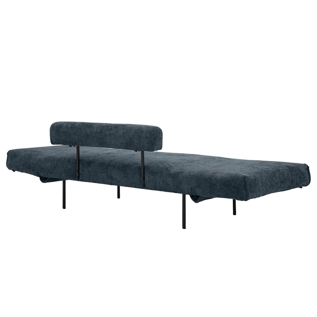 SCHLAFSOFA - Chenille - Blau/Schwarz, Textil/Metall (181/70/75cm) - home24