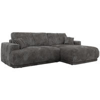 ECKSCHLAFSOFA RINA L Grau Cord - rechts - Schwarz/Grau, Kunststoff/Textil (172/266cm) - MKS