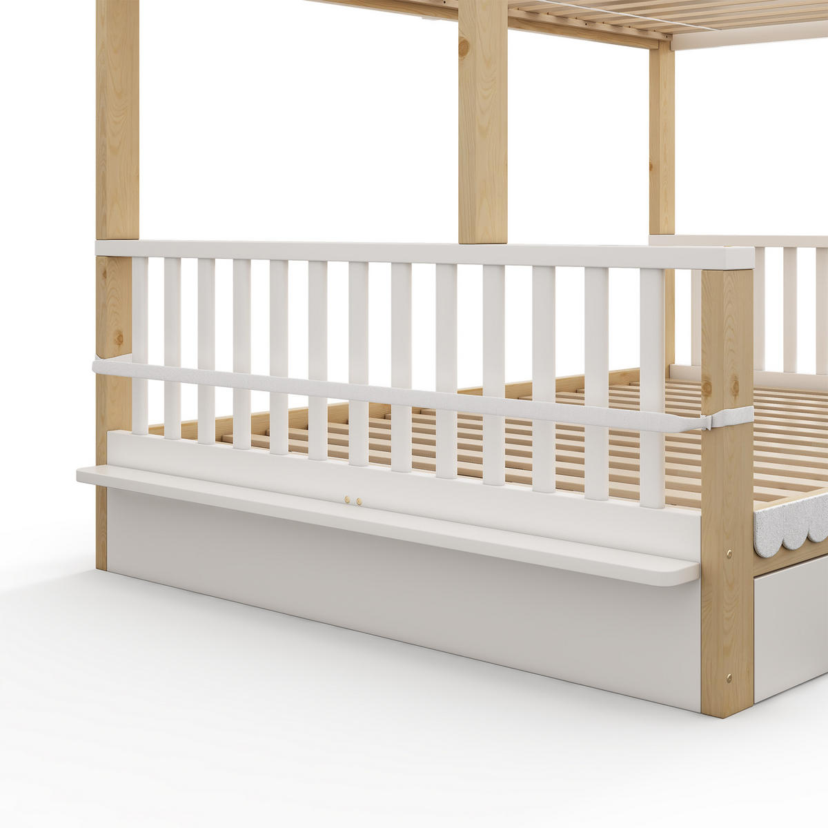 ETAGENBETT 90/200 cm & 140/200 cm in Weiß & Eiche mit Schubladen und Zeitschriftenständer - Eichefarben/Weiß, Holz/Holzwerkstoff (140/200cm) - CHICFURN