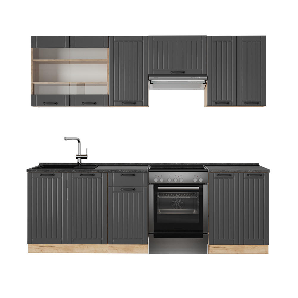 KUCHYŇSKÝ KOUT Fame-Line Tmavě šedá - medově dubová/tmavě šedá, kompozitní dřevo (240/81.6/46cm) - Vicco