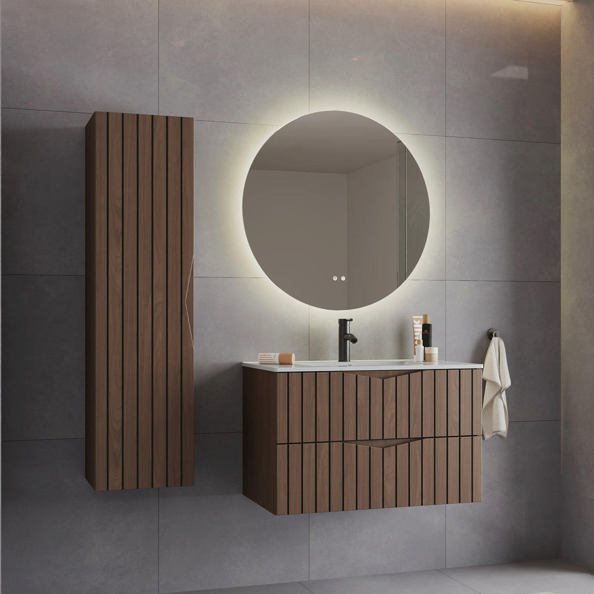 BADMÖBEL 80cm Siena 2er-Set Holz und Schwarz - Schwarz, Holzwerkstoff (80/50/45.8cm) - Petits-meubles