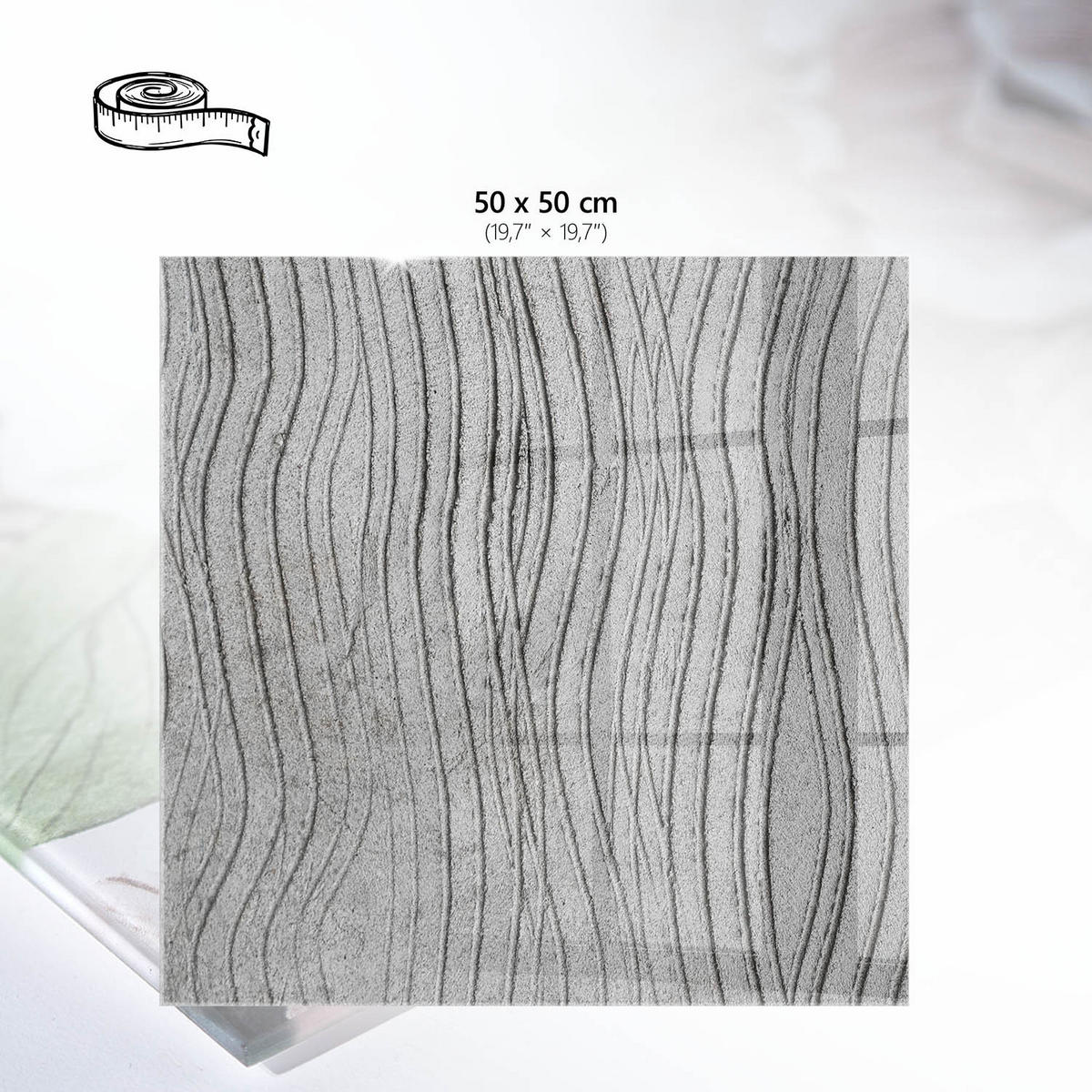 TISCHPLATTE 50x50 cm – Hintergrundwellen - Braun, Glas (50/50/0.4cm) - Wallfluent