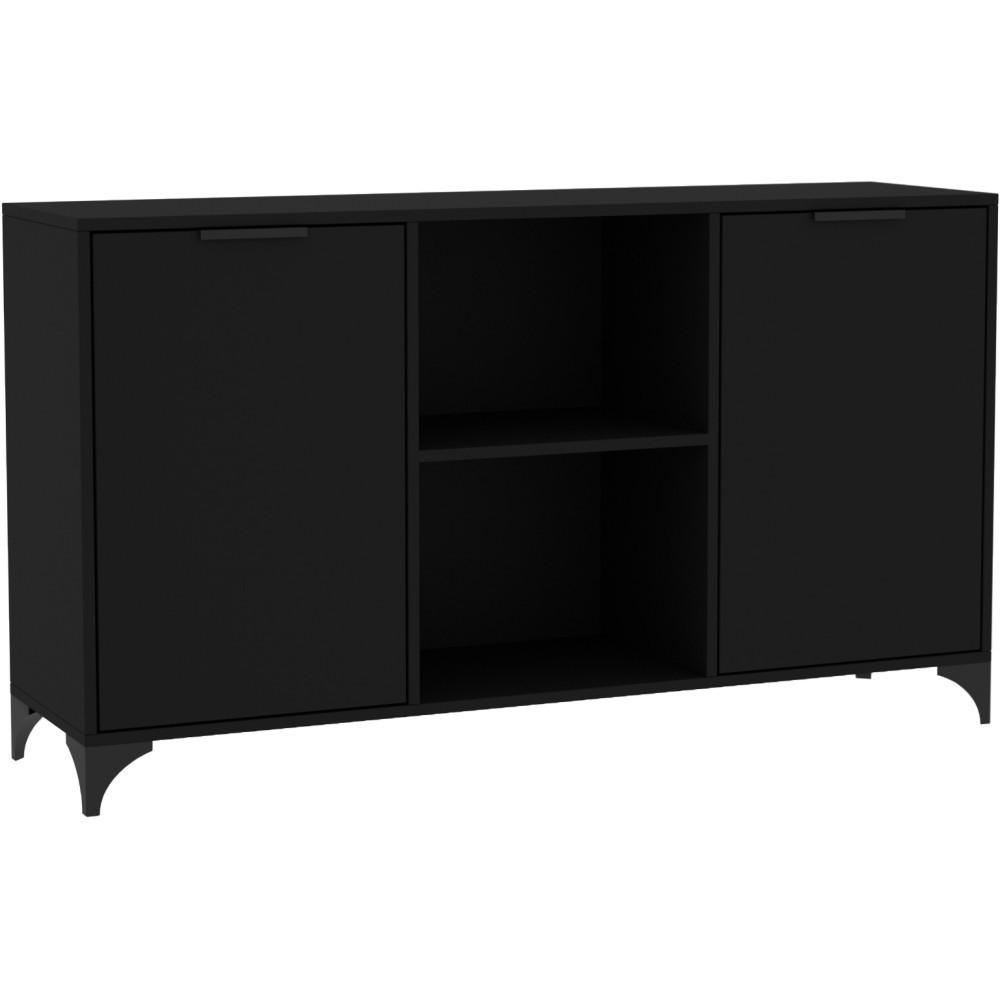 KOMMODE Home mit 2 Türen, mit Griffen, Schwarz - Schwarz, Holzwerkstoff (150/85/40cm) - Beautysofa