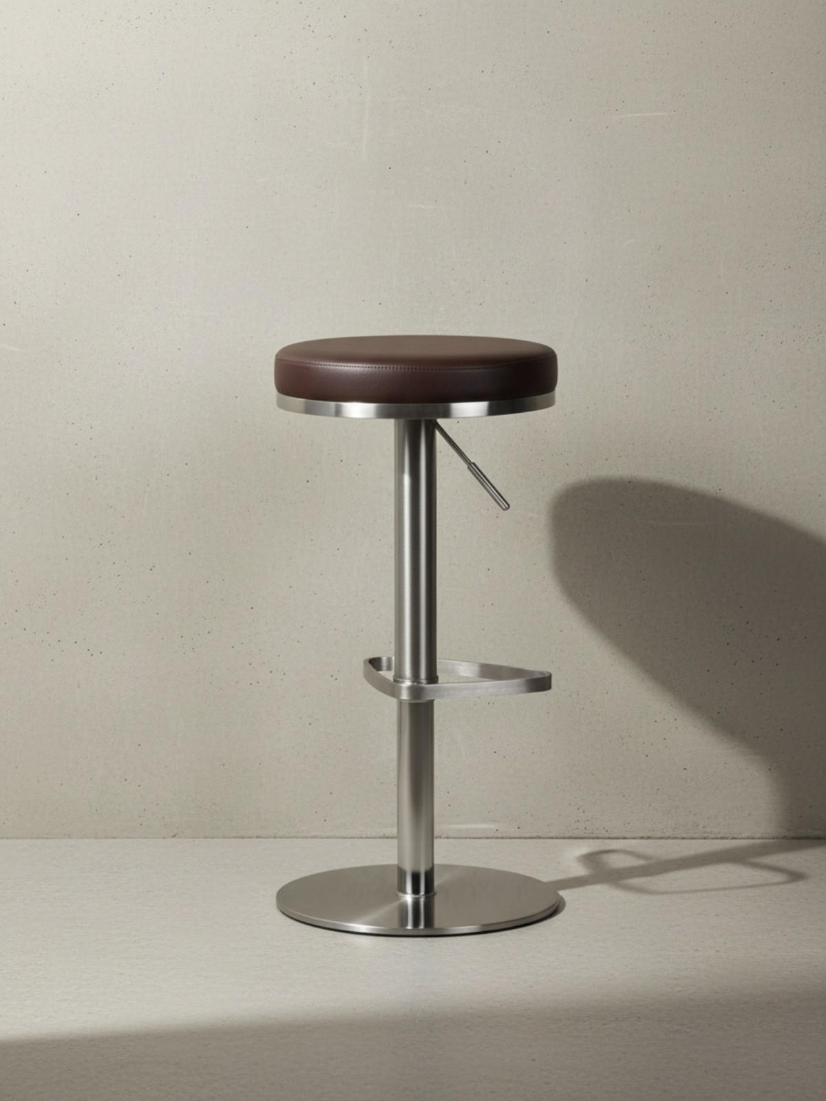 BARHOCKER Höhenverstellbar Gepolstert Triangel-Fußablage ELBE, Braun 38x38x82 cm - Silberfarben/Braun, Kunststoff/Textil (38/82/38cm) - KADIMA DESIGN