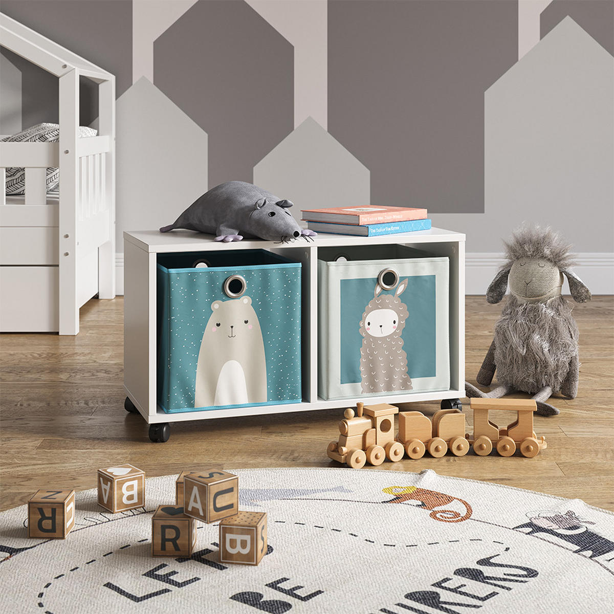 KINDERREGAL Weiß 72 x 42.4 cm mit 2 Faltboxen - Weiß, Holzwerkstoff (72/42.4/30.8cm) - Vicco