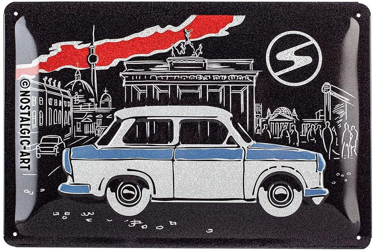 BLECHSCHILD 20/30 cm Berlin Trabant Berlin Black - Multicolor, Metall (30/20/0.2cm) - Nostalgic-Art