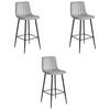 BARHOCKER 3-er Set POZZA silbergrauer Sitz, schwarze Basis - Silberfarben/Schwarz, Textil (43/104/35cm) - Valora