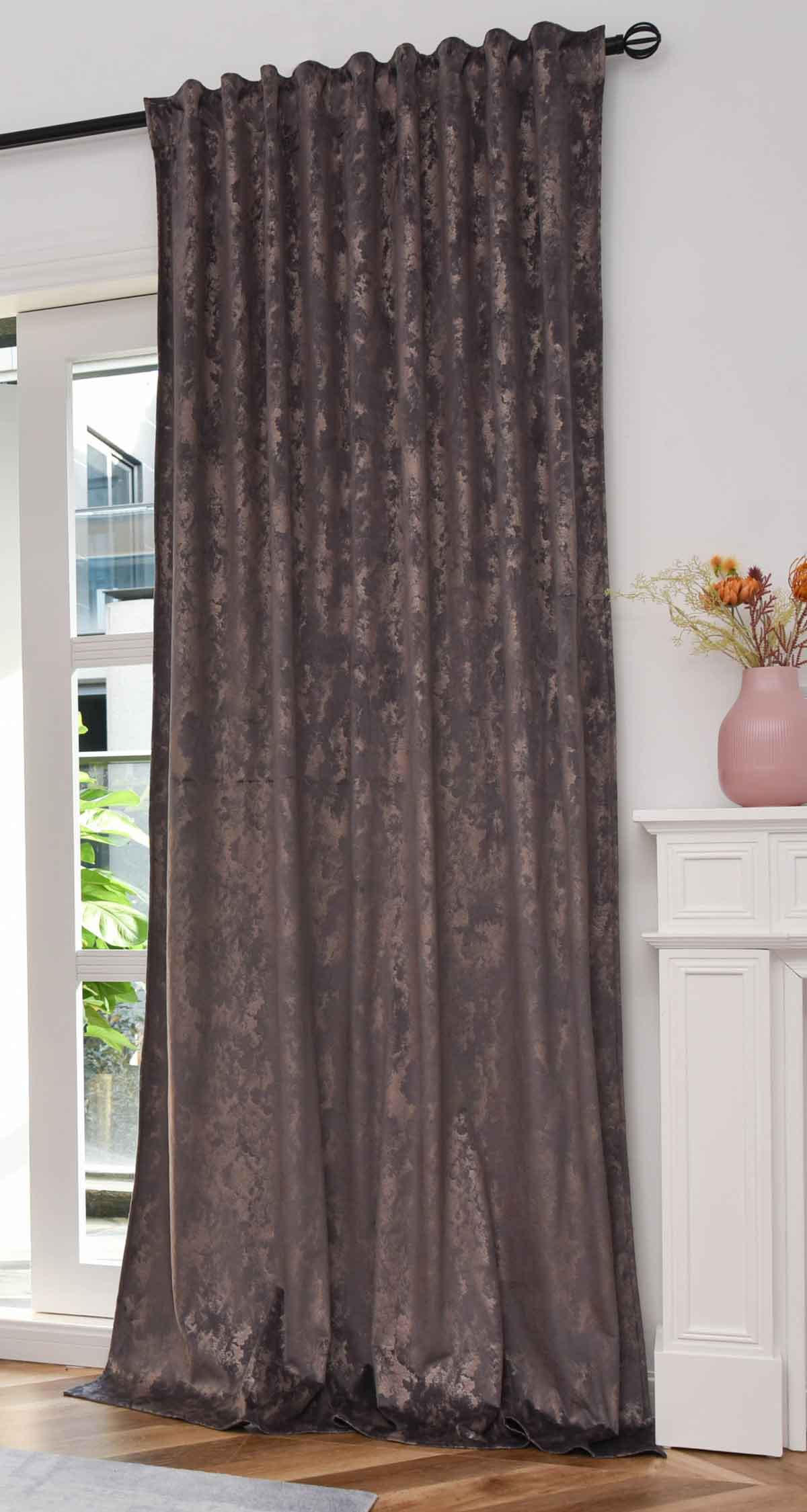 VORHANG SAMT MILANO STAR HxB 245x140 cm Grau Rosegold - Roségold, Textil (140/245cm) - Gardinenbox