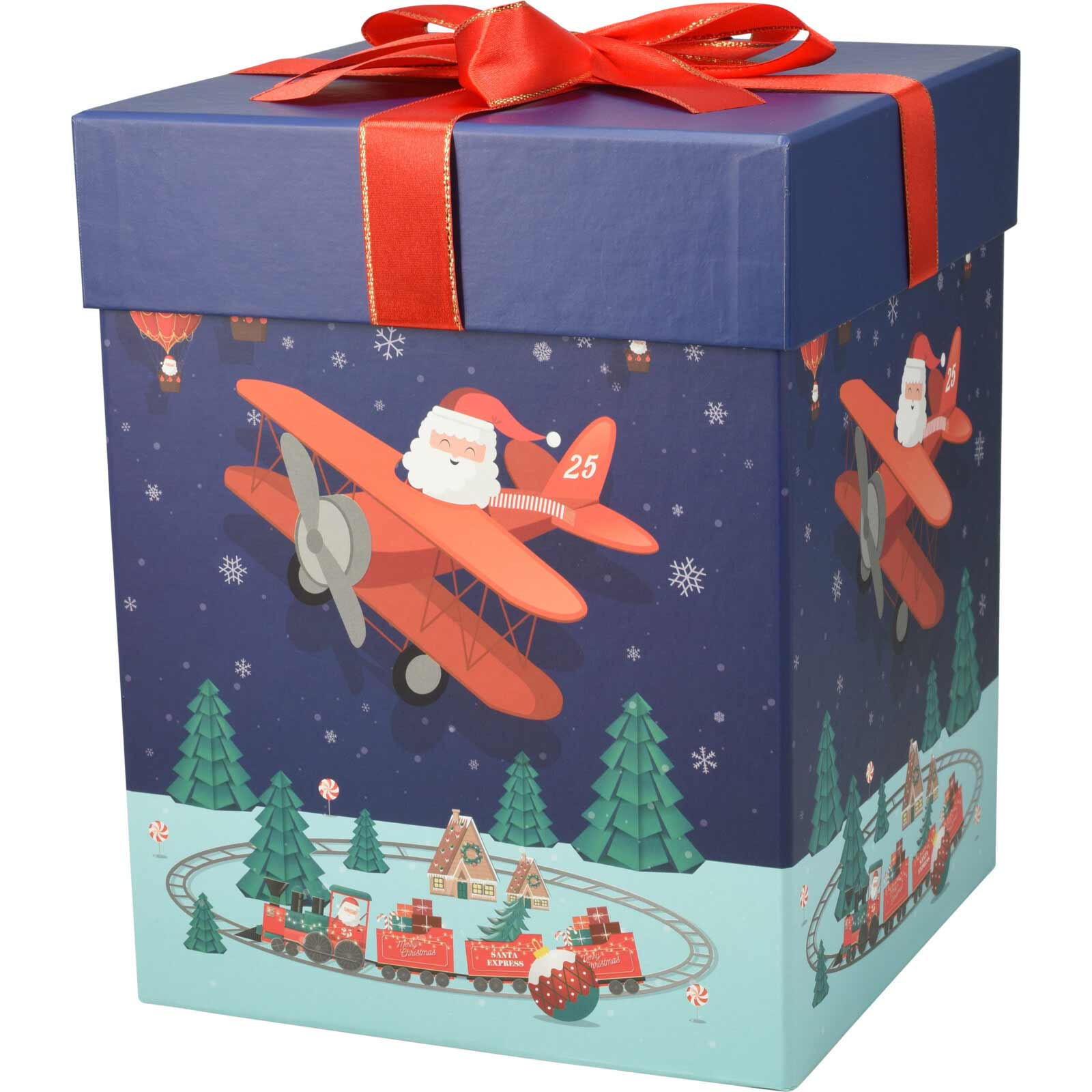 GESCHENKBOXEN Weihnachtsmann 26/23 cm 2er-Set - Dunkelblau, Papier (20/26/20cm) - Home Styling Collection