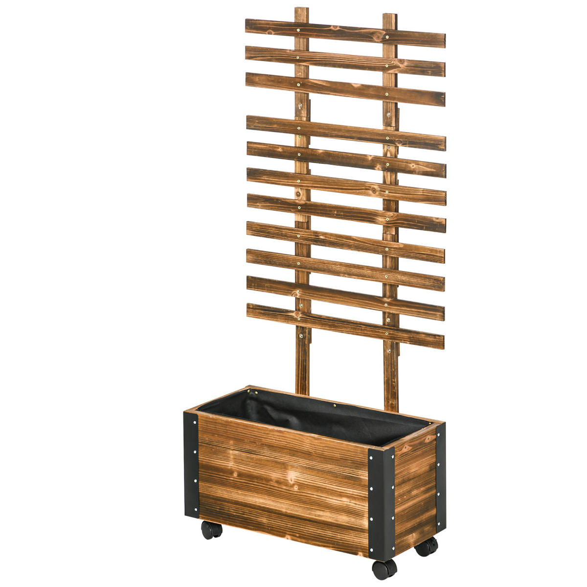 HOCHBEET DE-12122 mit Rollen und Geote/til, 65/31/147 cm Natur - Braun, Holz (65/147/31cm) - ComfortXL
