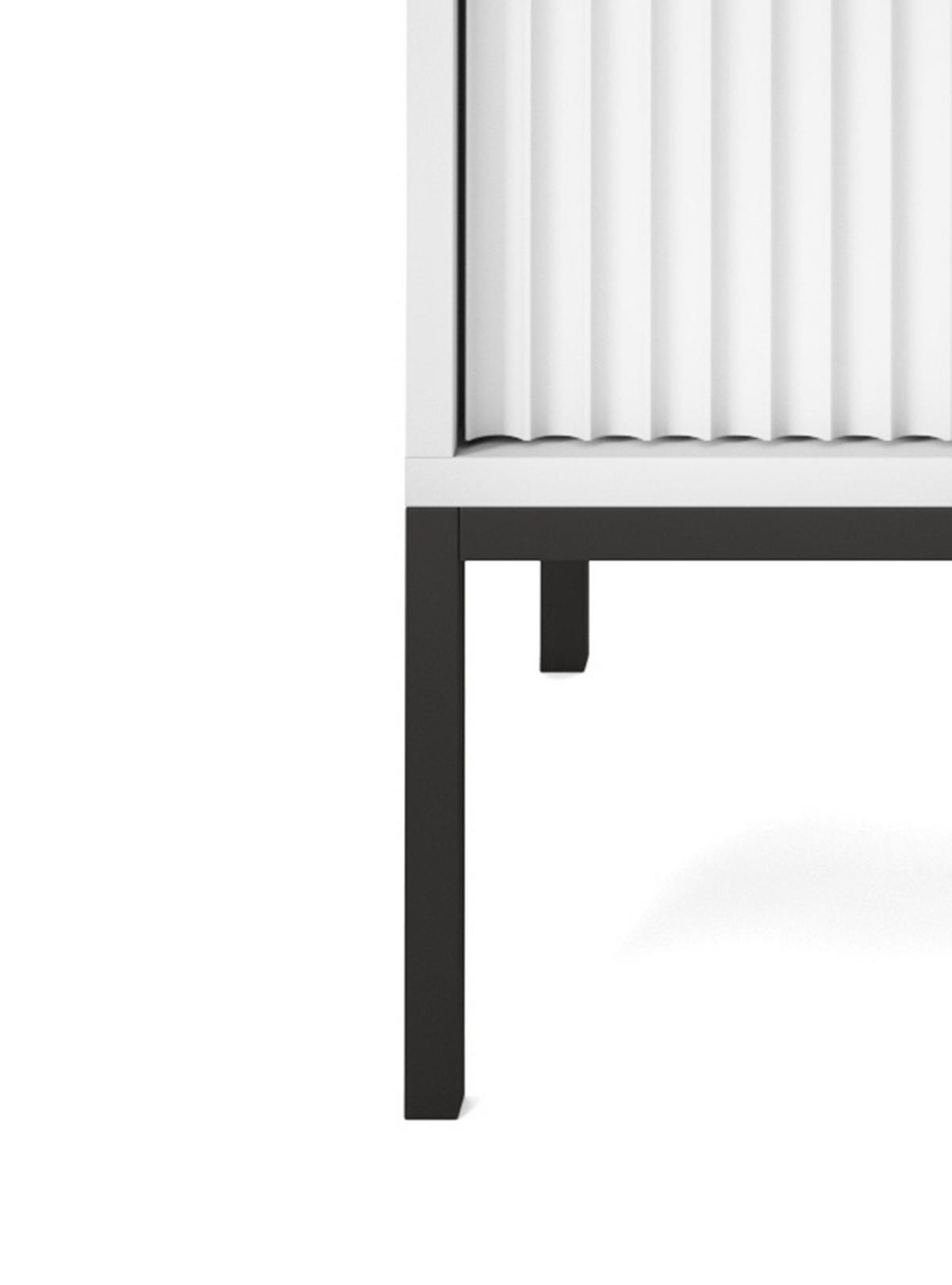 NACHTTISCH Nova - NOC, Geriffelte Front mit Goldenes Griffdesign 54x39x56 cm Weiß - Schwarz/Weiß, Holzwerkstoff/Kunststoff (54/56/39cm) - DomoHome