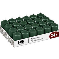 STUMPENKERZEN Ø4xH6 cm Dunkelgrün 24er-Pack - Dunkelgrün, Naturmaterialien (4/6cm)