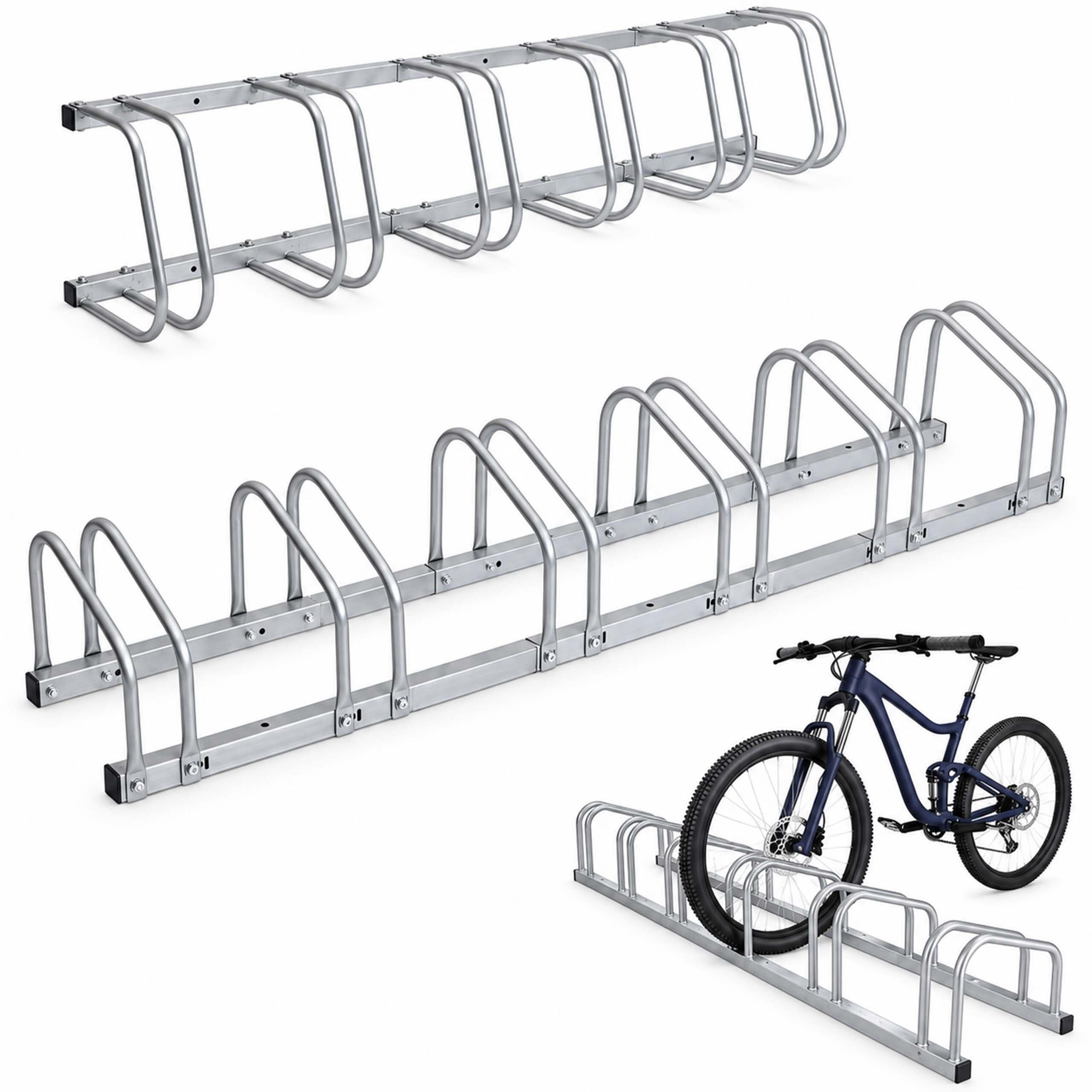 Relaxdays Fahrradständer Silber 163.5x26x31.5 cm