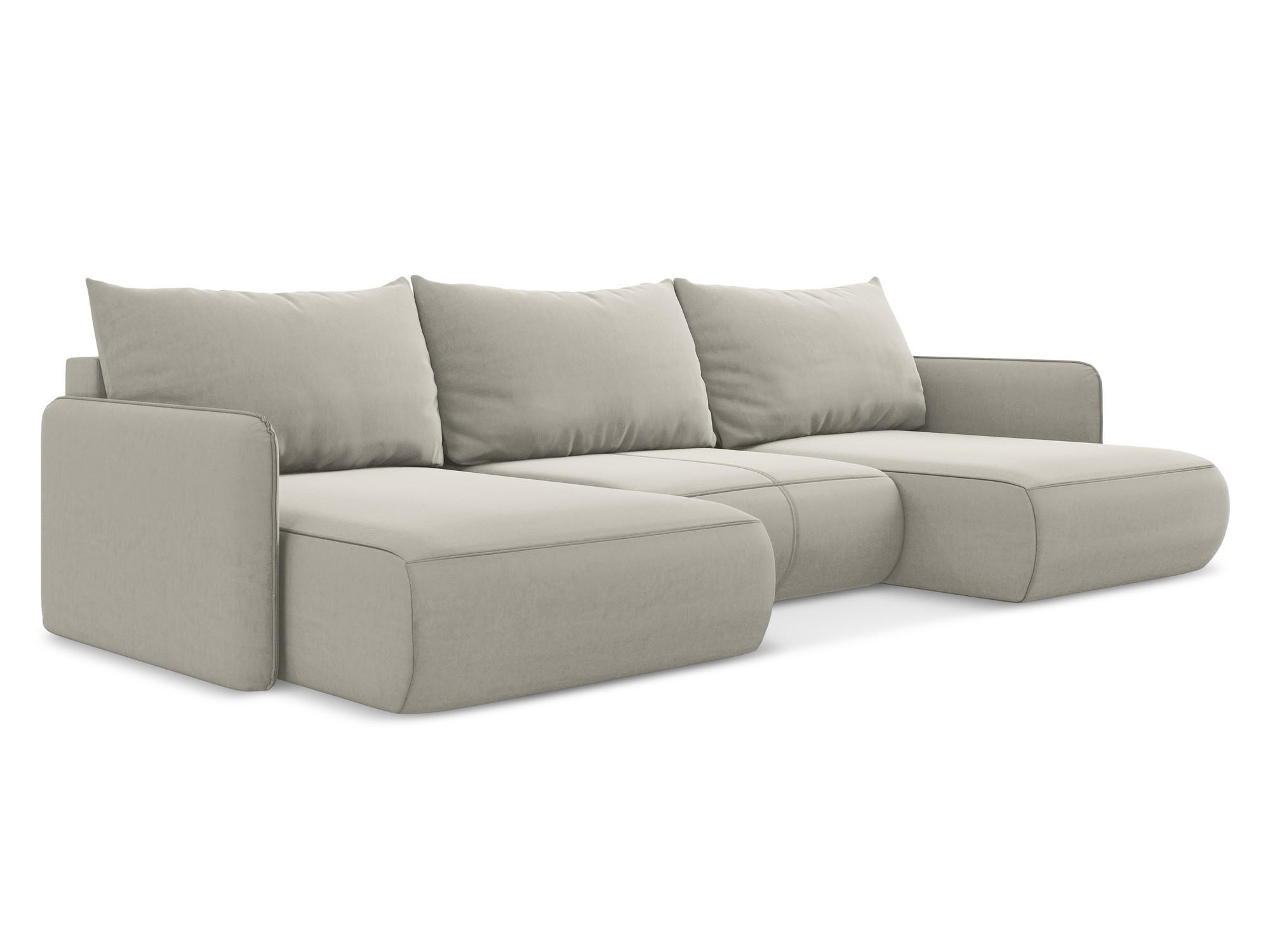 WOHNLANDSCHAFT Samt Stoff Creme - Perlmutt/Creme, Kunststoff/Textil (290/86/148cm) - Makamii