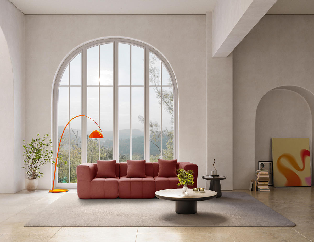 3-SITZER-SOFA Bouclé-Stoff Terrakotta-Rot - Terracotta, Textil (260/73/95cm) - MILYsofa