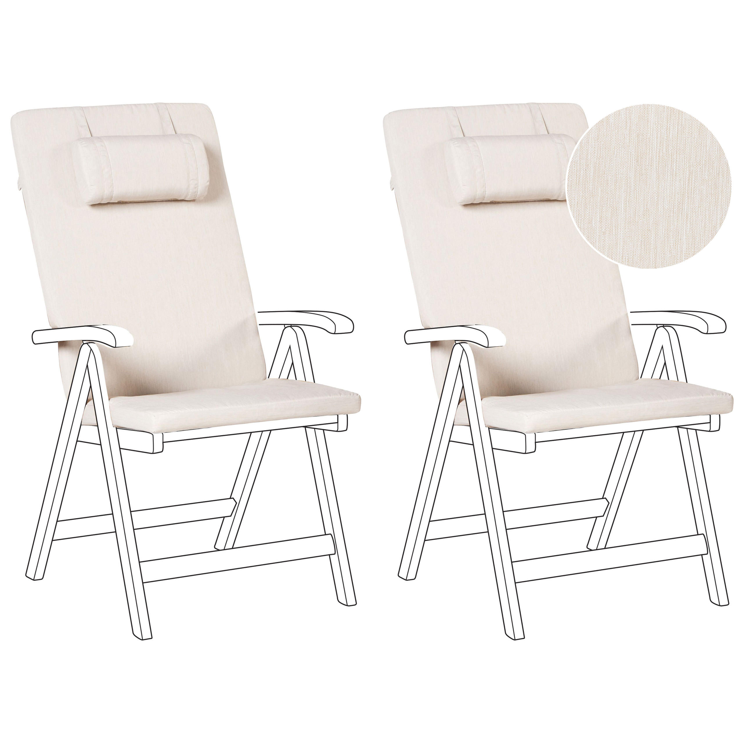 Sitzauflagen 2er-Set Hellbeige 50/45 cm Java/Amantea Premium - Beige, Textil (71/71/50cm) - Beliani