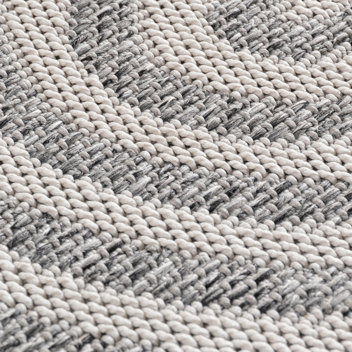 TEPPICH Outdoor Flachgewebe Boho Muster Polypropylen Balkon Grau Rechteckig 160x230 - Grau, Textil (160/230cm) - KADIMA DESIGN