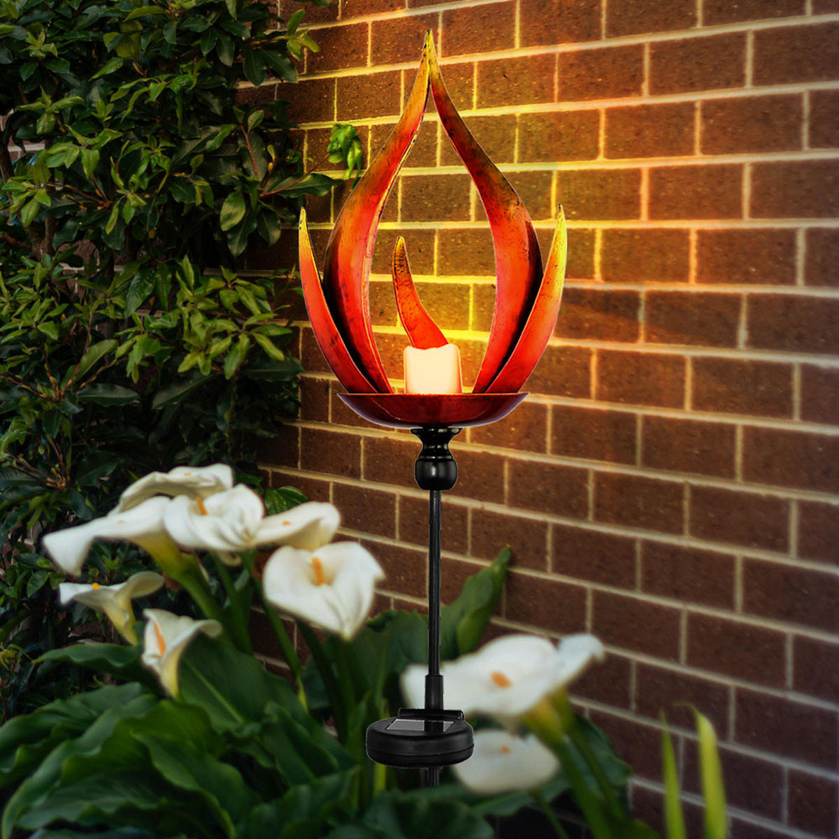 LED AUSSENLEUCHTE Metall Schwarz Feuereffekt 2er Set - Schwarz, Metall (18/18/93cm) - Globo Lighting