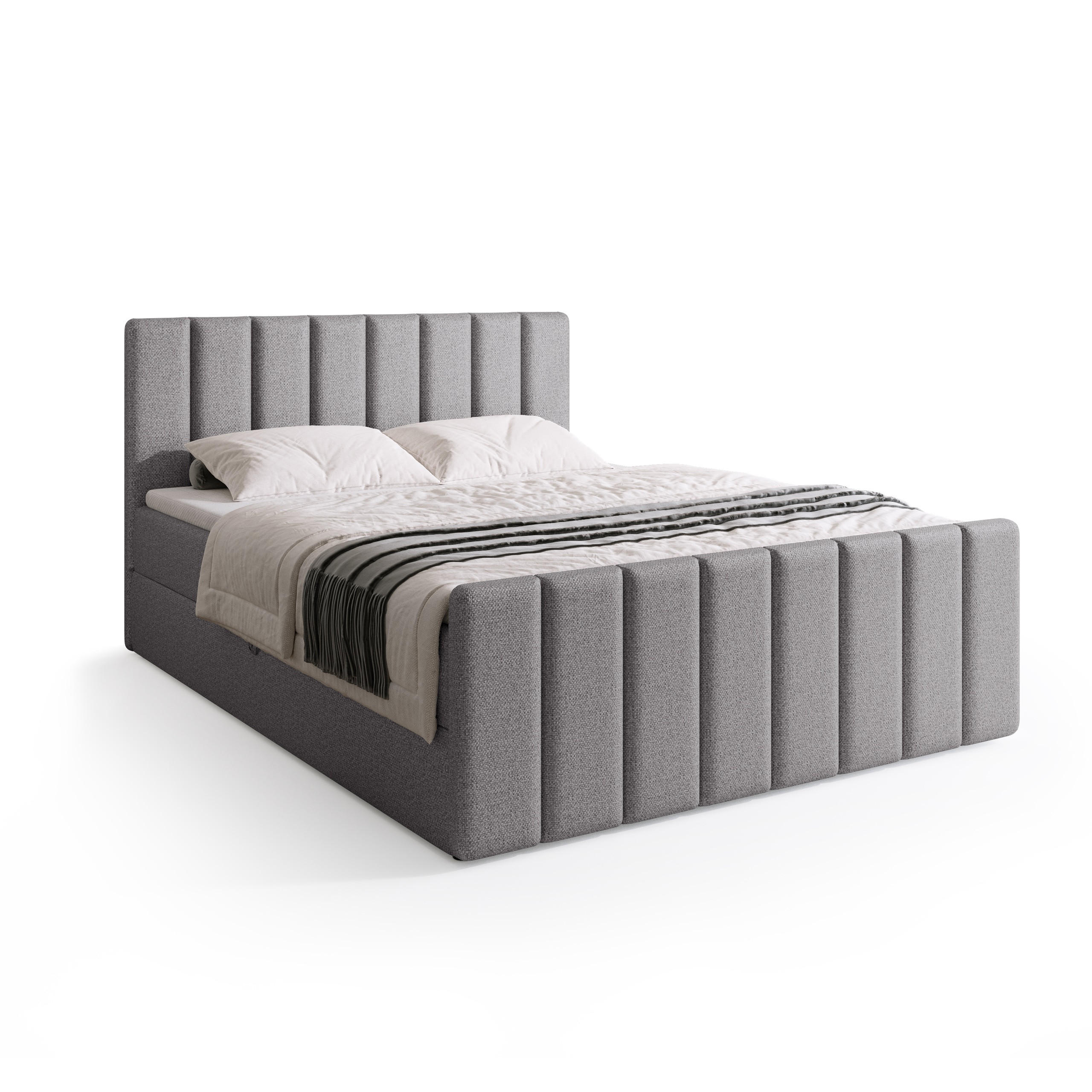 BOXSPRINGBETT Denver DUO mit Topper 180x200 Hellgrau - Hellgrau, Textil (180/200cm) - Bromarkt