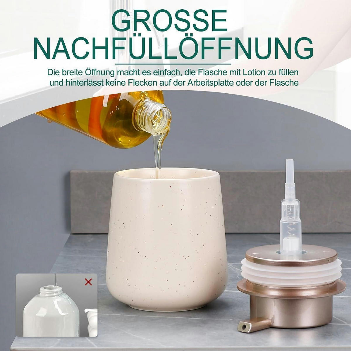SEIFENSPENDER Keramik Beige 350ml - Beige, Keramik (9/12/9cm)