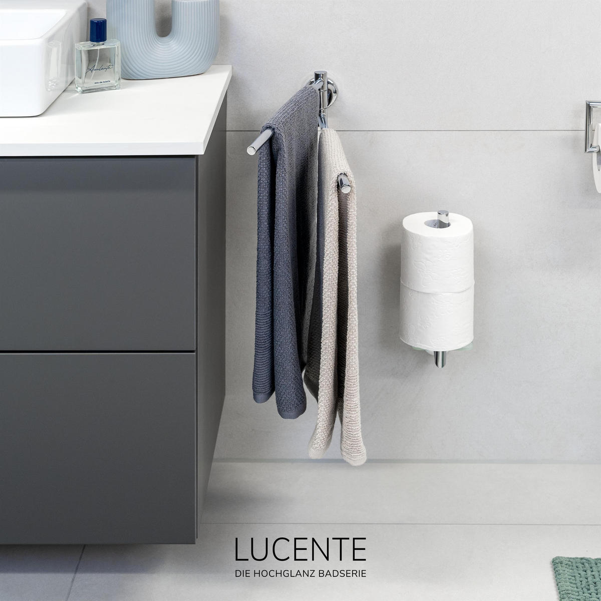 HANDTUCHSTANGE LUCENTE, Edelstahl verchromt - Chromfarben, Metall (5.8/8.5/50cm) - bremermann