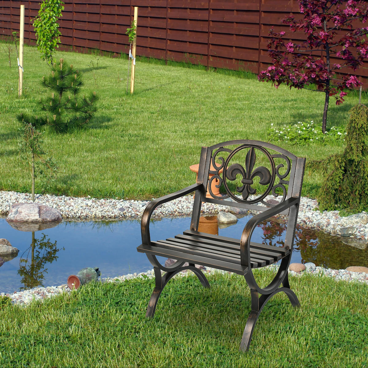 GARTENSTUHL - Schwarz, Metall (60/85.5/56cm) - Relaxdays