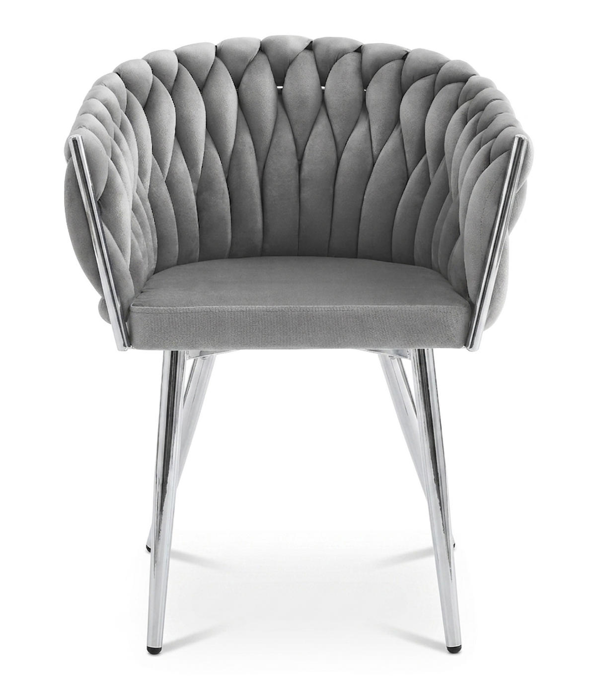 STUHL Hellgrau 61x55 cm ORION Samt Chrombeine 2 Stück - Hellgrau, Metall (61/44/55cm)
