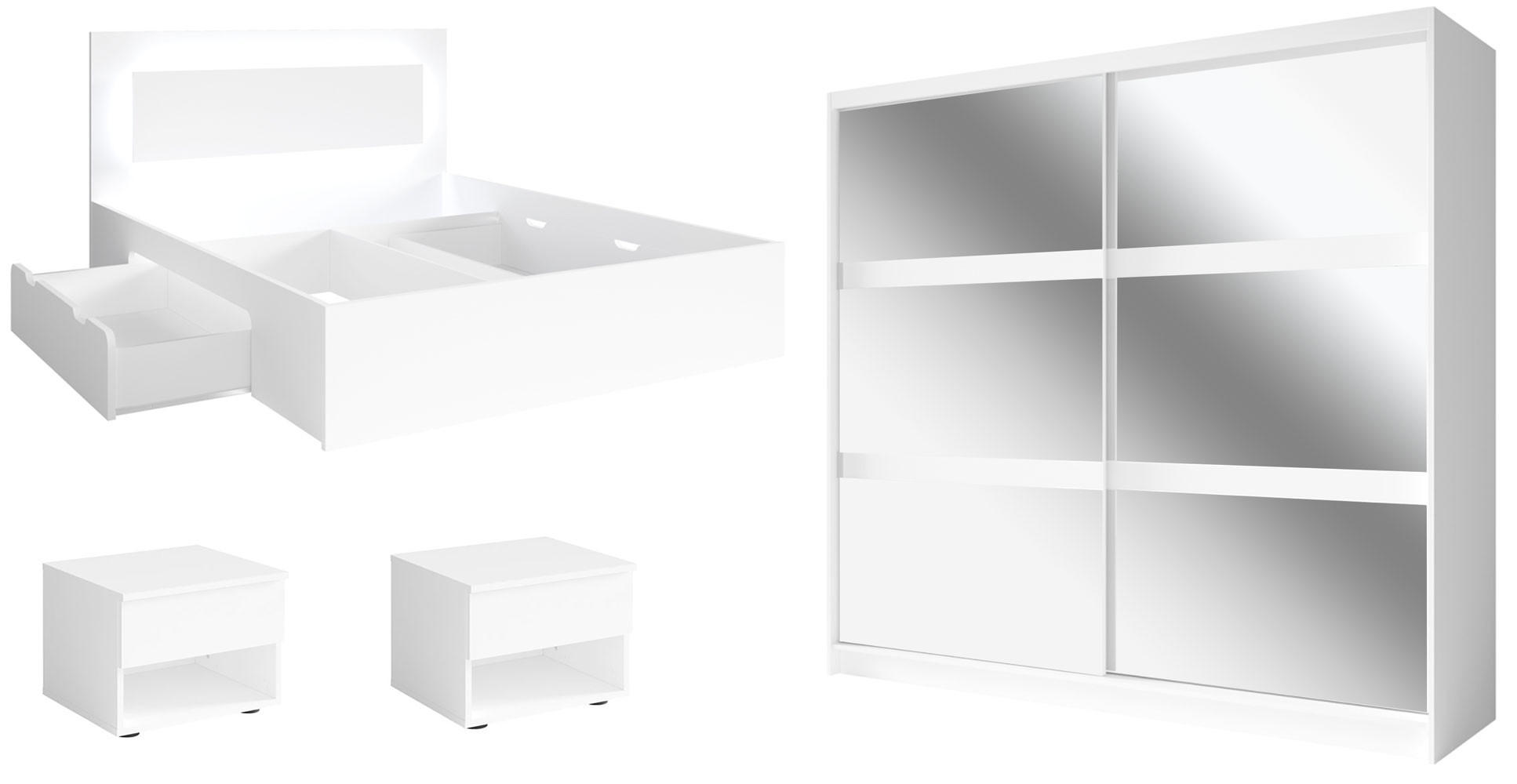 Feldmann-Wohnen Schlafzimmer-Set Weiß 140x200 cm