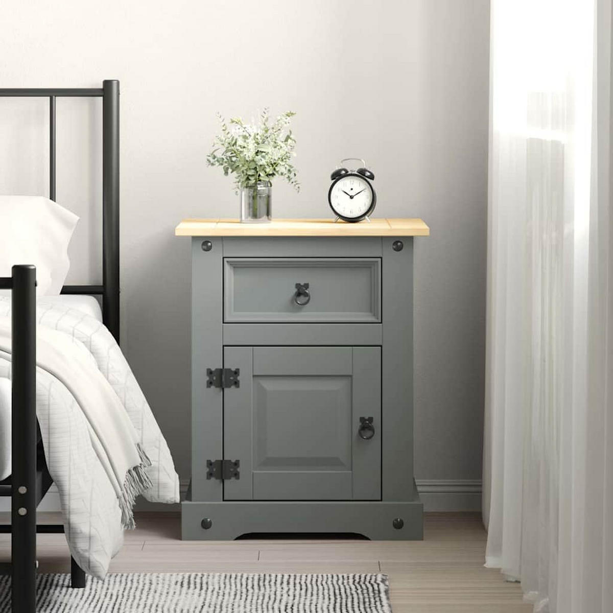 NACHTTISCH Im Mexiko-Stil Corona Kiefernholz Grau 53/39/67 Cm - Grau, Holz (53/67/39cm) - vidaXL