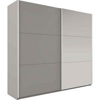 SCHWEBETÜRENSCHRANK IVERN 122/215/65 cm 2-türig mit Spiegel Grau - Grau, Holzwerkstoff (122/215/65cm) - MASSENO