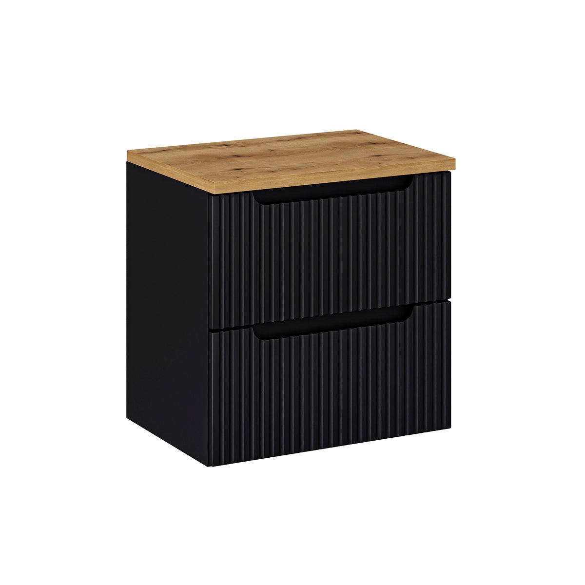 WASCHTISCHUNTERSCHRANK 60.4cm Riva Schwarz und Holz - Schwarz, Holzwerkstoff (60.4/59/40cm) - Petits-meubles