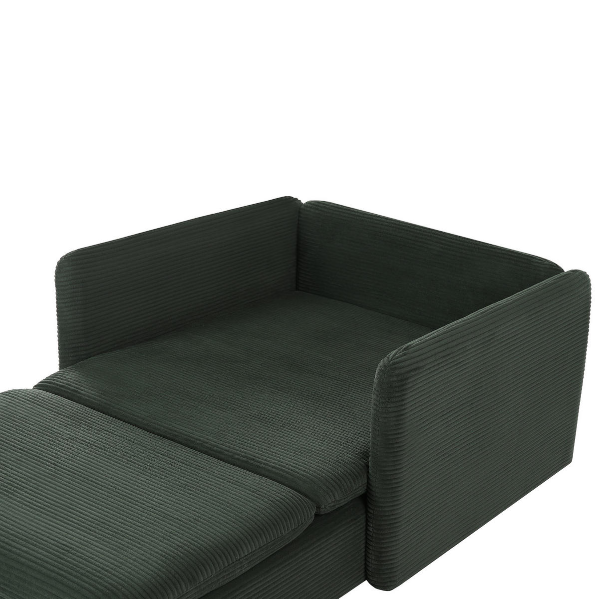ČALOUNĚNÉ LEHÁTKO CHAISE LONGUE Manšestr Tmavě zelené Egeris - tmavě zelená/zelená barva, textil (87/80/149cm) - Beliani