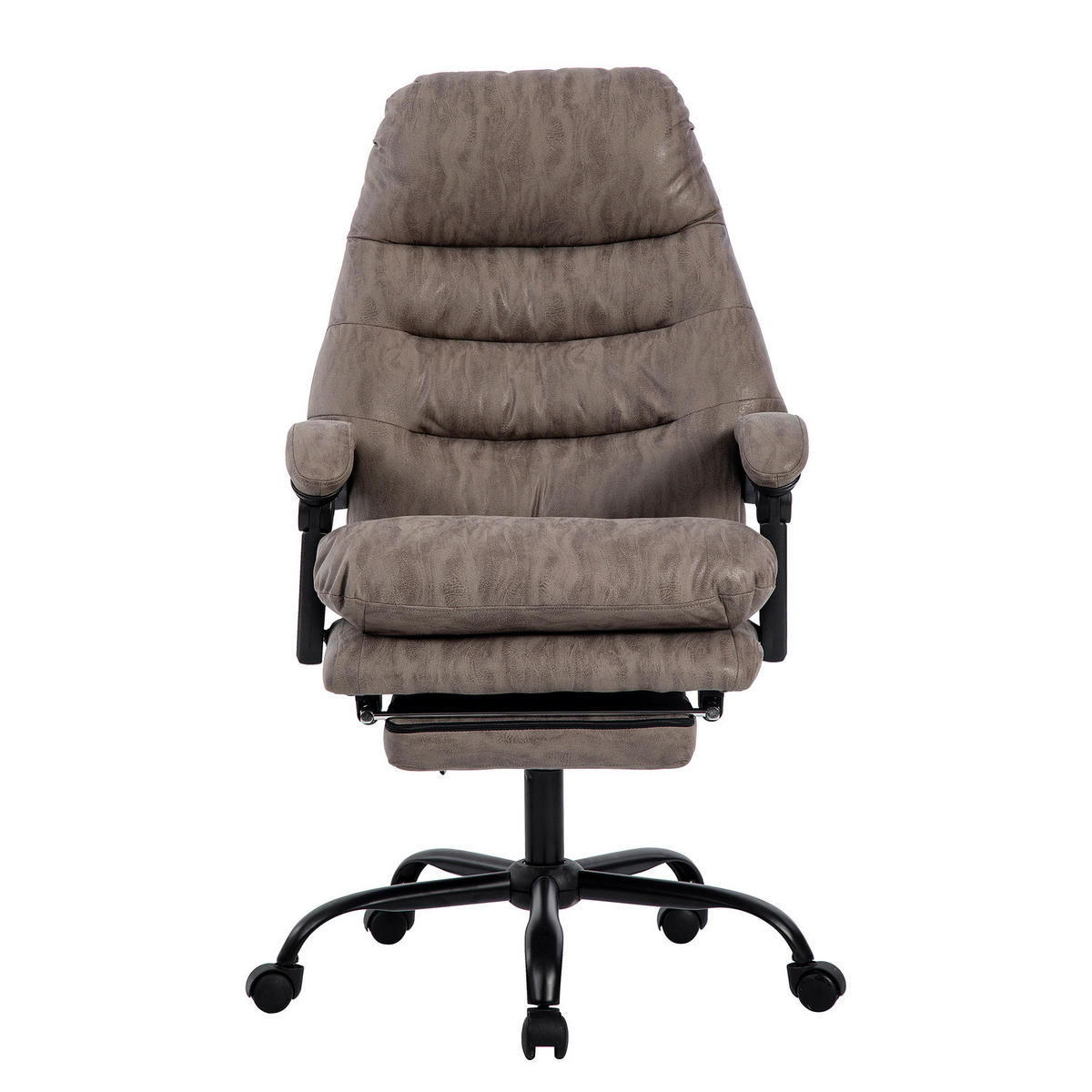 BÜRODREHSTUHL - Antiklederlook - Microfaser / Stahl - Grau, Kunststoff/Metall (64/122/72cm) - home24