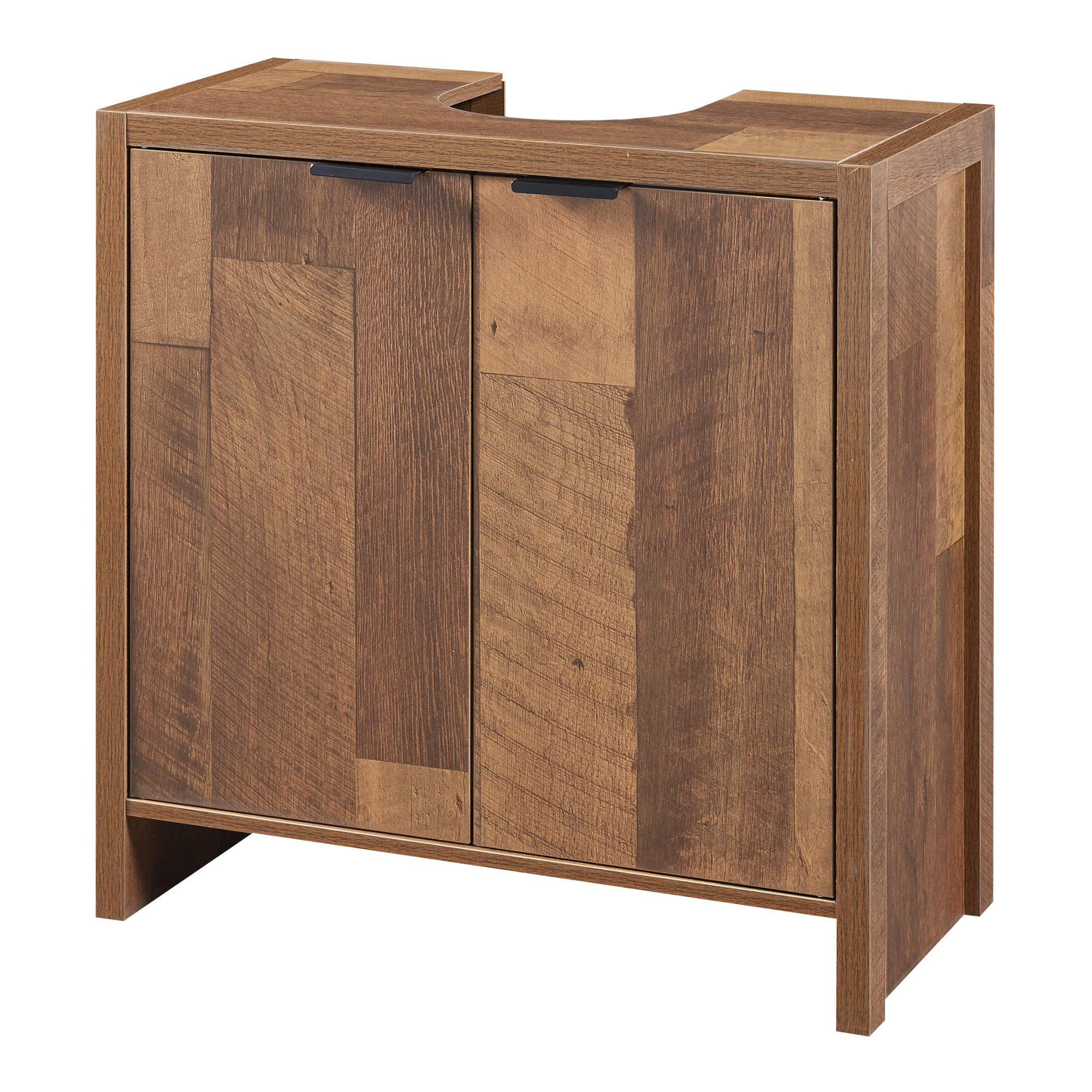 WASCHBECKENUNTERSCHRANK Namsskogan - Walnussfarben/Schwarz, Holzwerkstoff/Metall (60/60/30cm) - [en.casa]