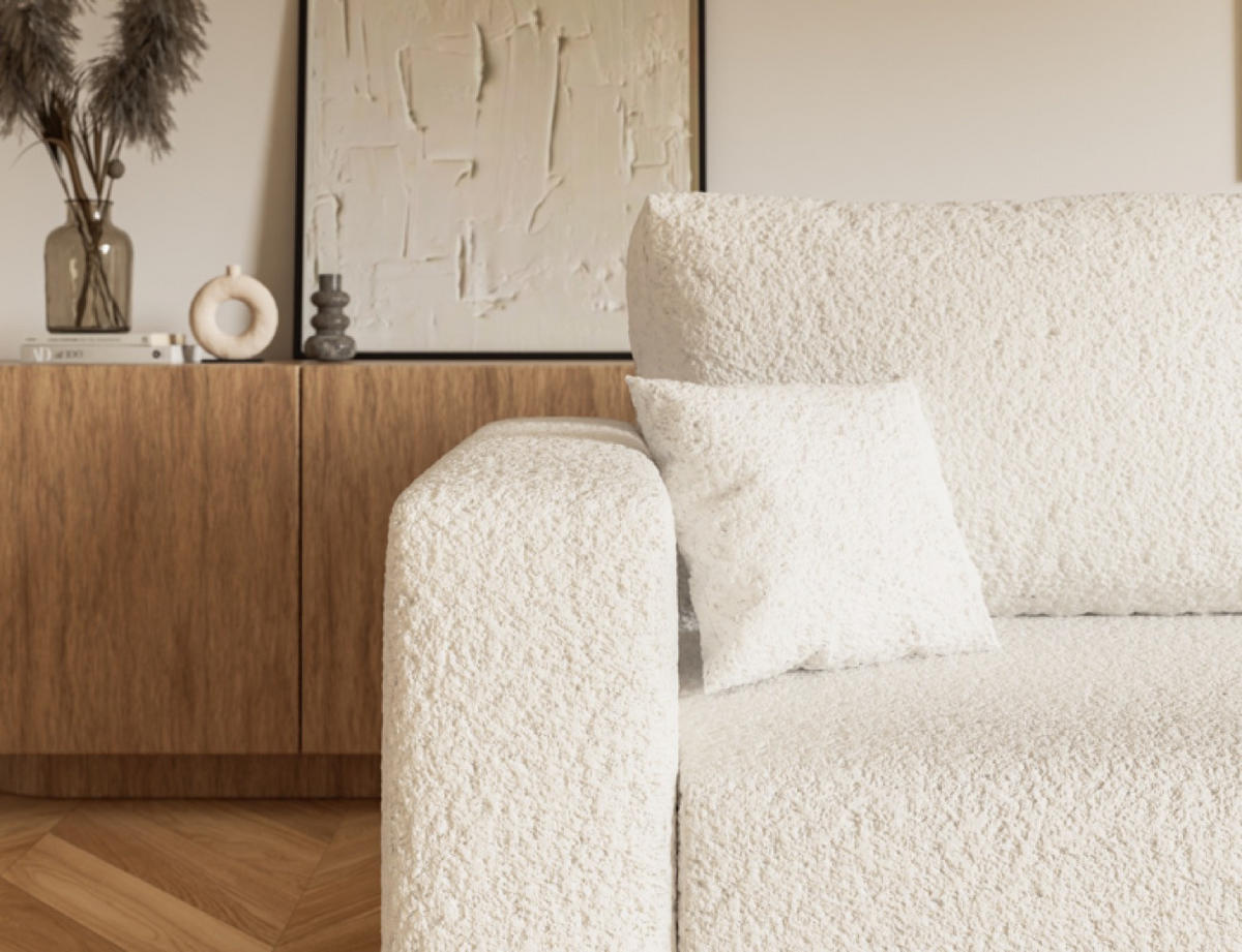 SOFA Ecru SOFIA Drei-Sitzer Stoff Bouclé - Ecru, Textil (236/92/85cm) - Sepro Meble
